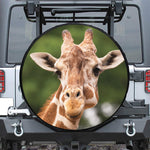 Funny Giraffe Print Leather Spare Tire Cover