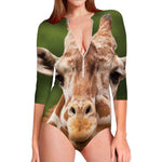 Funny Giraffe Print Long Sleeve Swimsuit