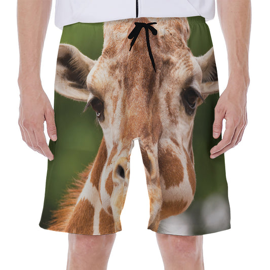 Funny Giraffe Print Men's Beach Shorts