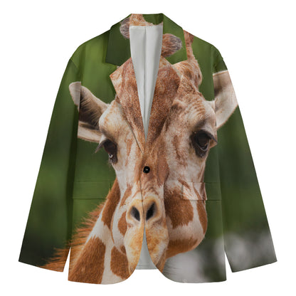 Funny Giraffe Print Men's Cotton Blazer