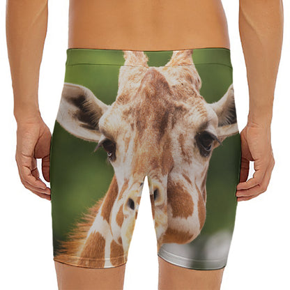 Funny Giraffe Print Men's Long Boxer Briefs