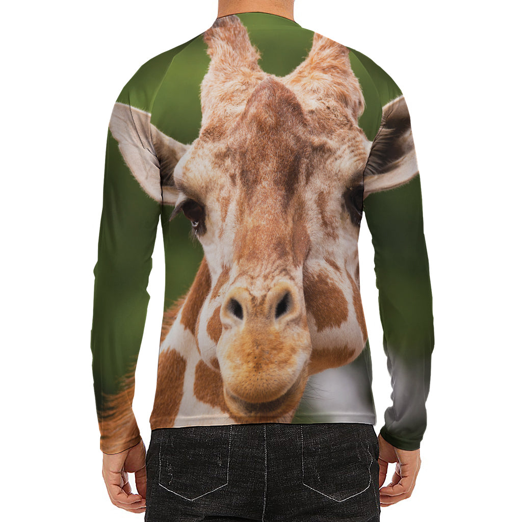 Funny Giraffe Print Men's Long Sleeve Rash Guard