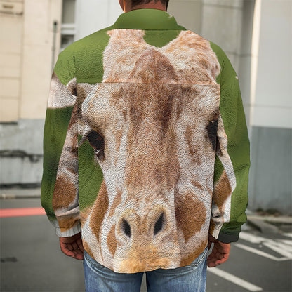 Funny Giraffe Print Men's Shirt Jacket