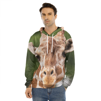 Funny Giraffe Print Men's Velvet Pullover Hoodie