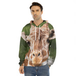 Funny Giraffe Print Men's Velvet Pullover Hoodie