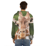 Funny Giraffe Print Men's Velvet Pullover Hoodie