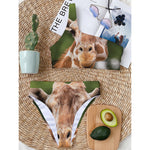 Funny Giraffe Print One Shoulder Bikini Top