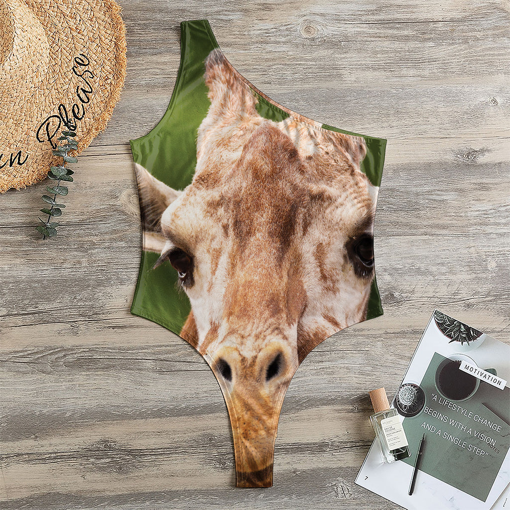 Funny Giraffe Print One Shoulder Bodysuit