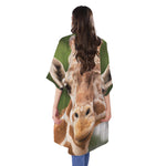 Funny Giraffe Print Open Front Beach Cover Up