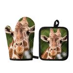 Funny Giraffe Print Oven Mitt And Pot Holder Set