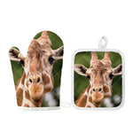 Funny Giraffe Print Oven Mitt And Pot Holder Set