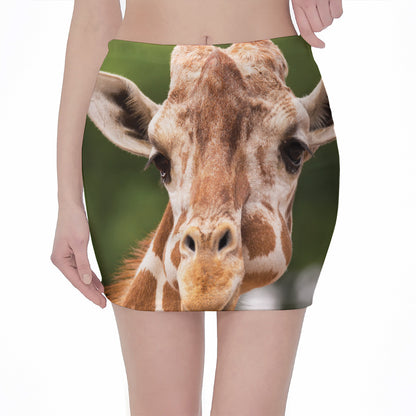 Funny Giraffe Print Pencil Mini Skirt