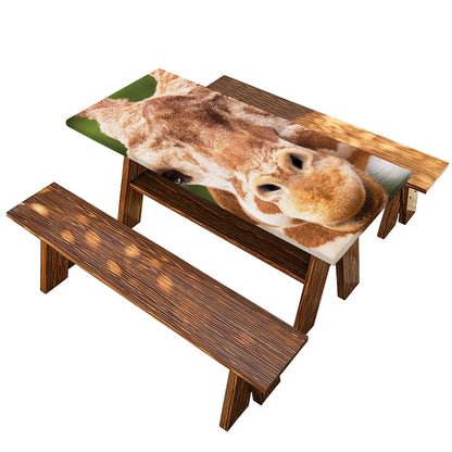Funny Giraffe Print Picnic Table Cover