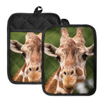 Funny Giraffe Print Pot Holders With Pocket