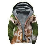 Funny Giraffe Print Sherpa Lined Zip Up Hoodie