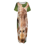 Funny Giraffe Print Short Sleeve Long Nightdress