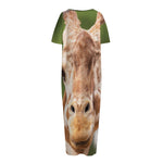 Funny Giraffe Print Short Sleeve Long Nightdress