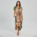 Funny Giraffe Print Short Sleeve Maxi Dress