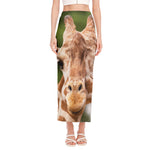 Funny Giraffe Print Side Slit Maxi Skirt