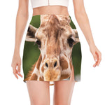 Funny Giraffe Print Side Slit Mini Skirt