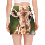 Funny Giraffe Print Side Slit Mini Skirt