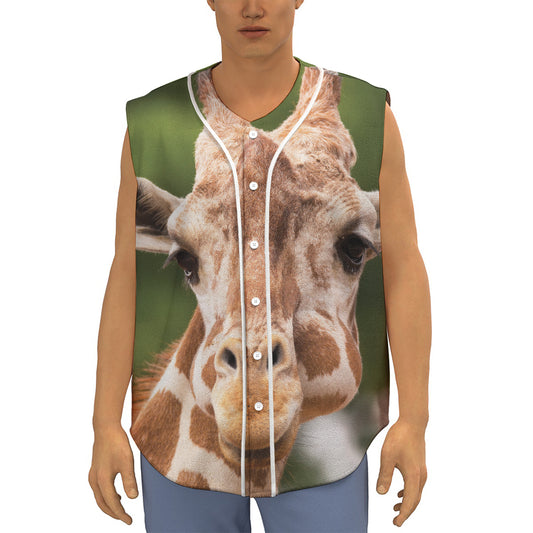 Funny Giraffe Print Sleeveless Baseball Jersey