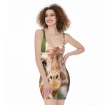 Funny Giraffe Print Sleeveless Bodycon Dress