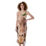 Funny Giraffe Print Slim Fit Midi Cami Dress