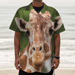 Funny Giraffe Print Textured Short Sleeve Shirt