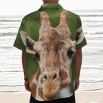 Funny Giraffe Print Textured Short Sleeve Shirt