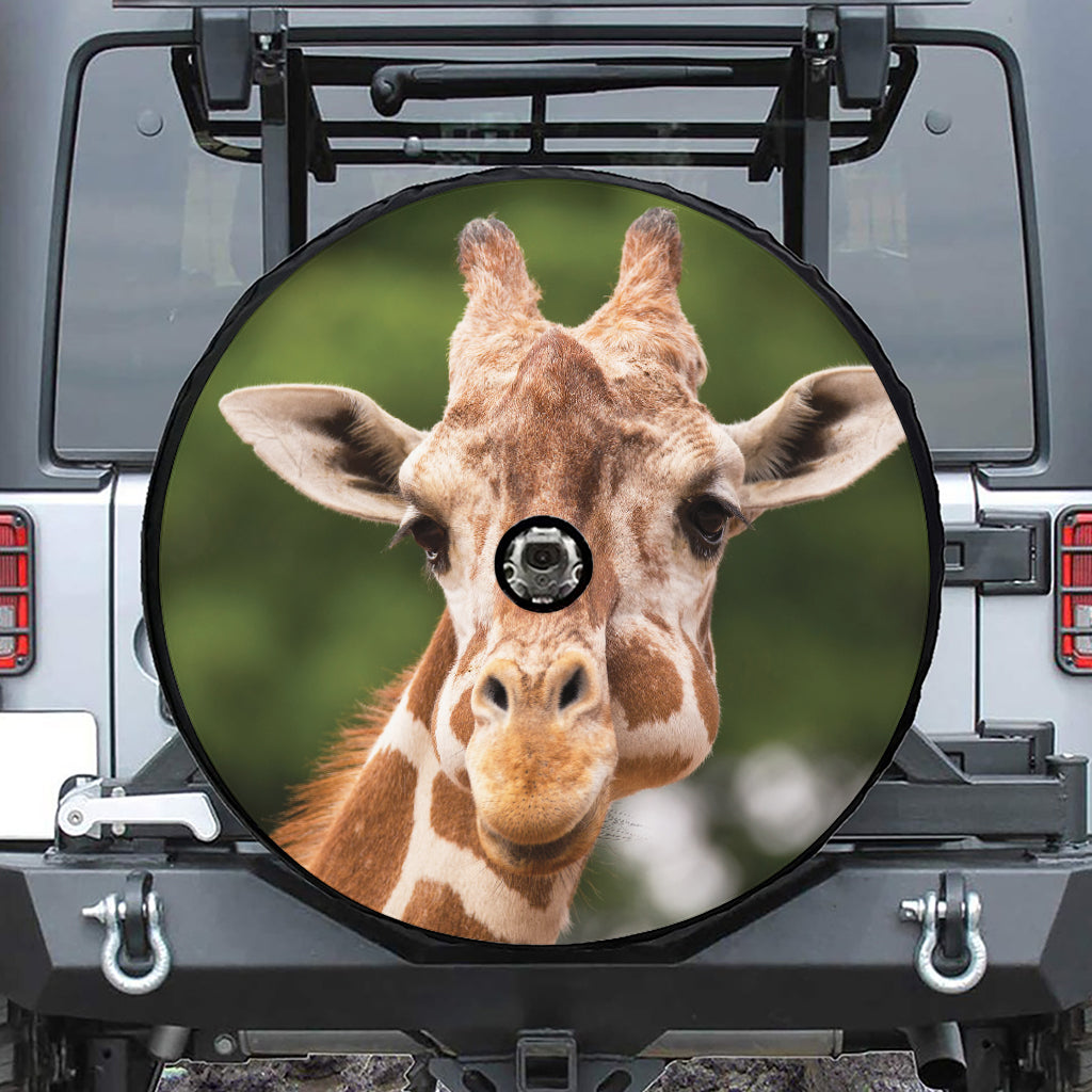 Funny Giraffe Print Tire Cover With Camera Hole