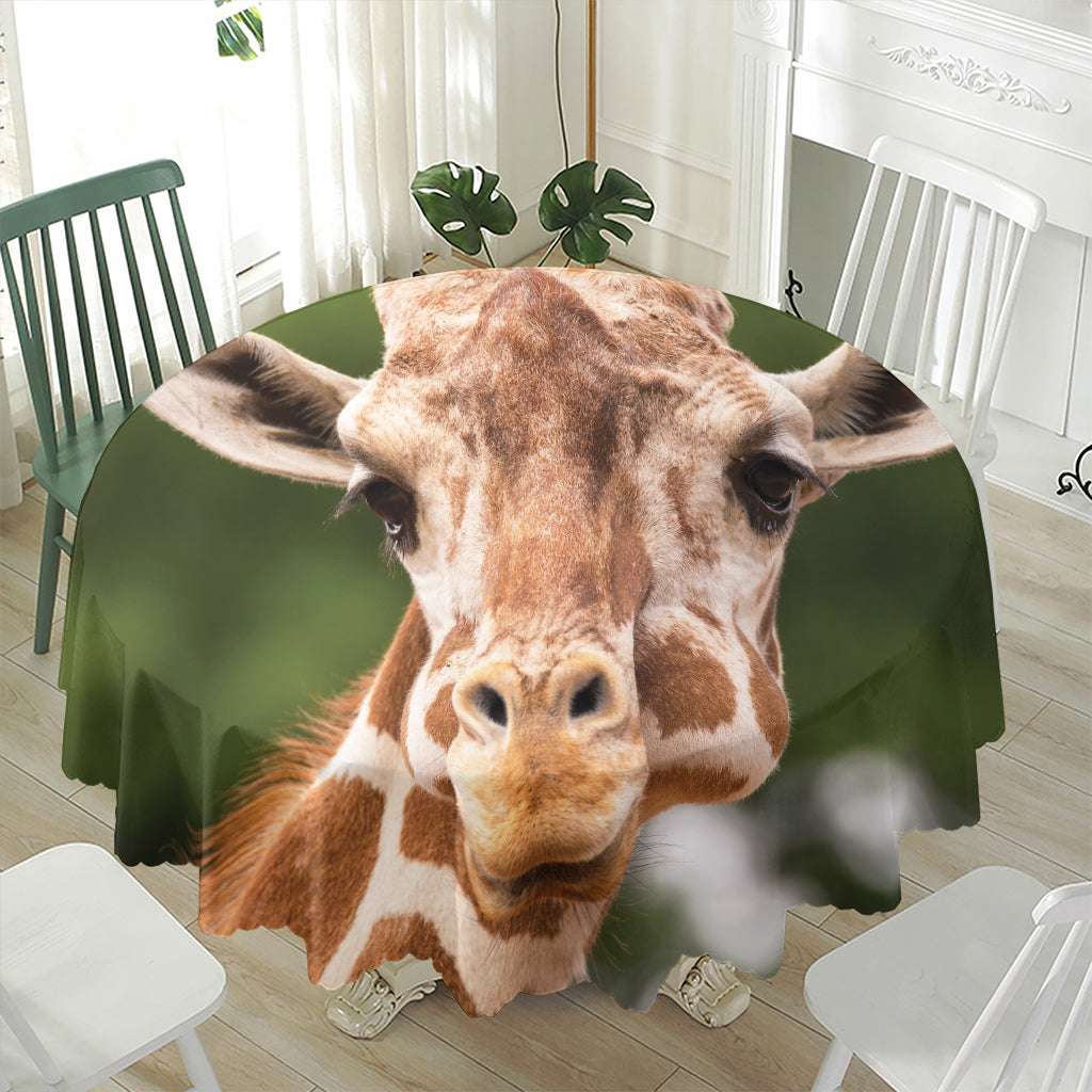 Funny Giraffe Print Waterproof Round Tablecloth