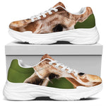 Funny Giraffe Print White Chunky Shoes