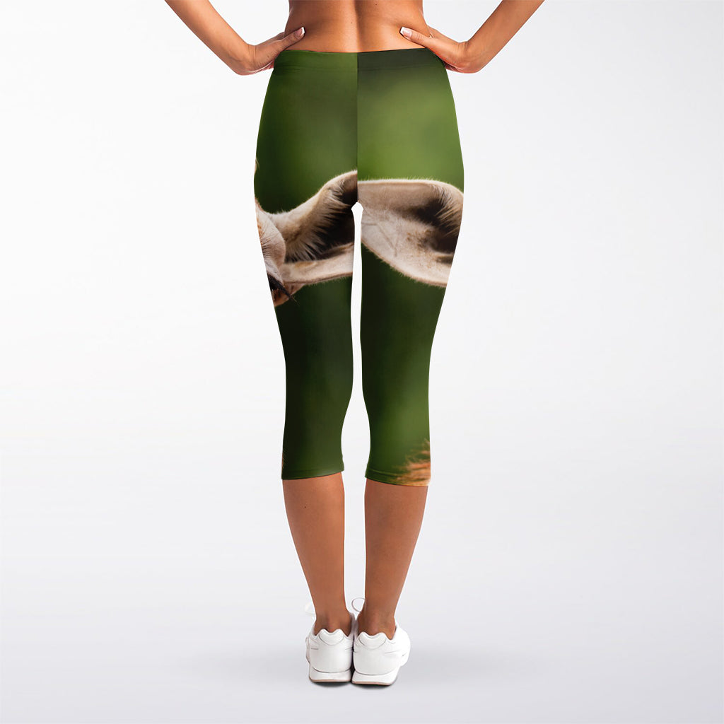 Funny Giraffe Print Women's Capri Leggings