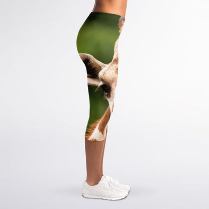 Funny Giraffe Print Women's Capri Leggings