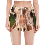 Funny Giraffe Print Women's Split Running Shorts