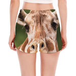 Funny Giraffe Print Women's Split Running Shorts