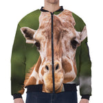 Funny Giraffe Print Zip Sleeve Bomber Jacket