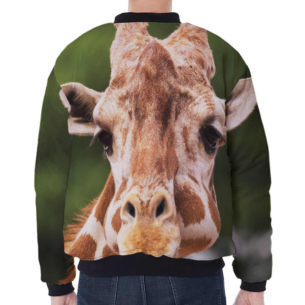 Funny Giraffe Print Zip Sleeve Bomber Jacket