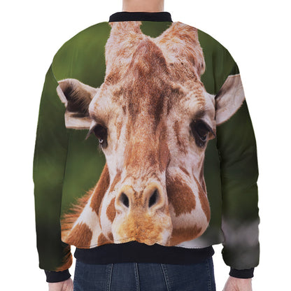 Funny Giraffe Print Zip Sleeve Bomber Jacket