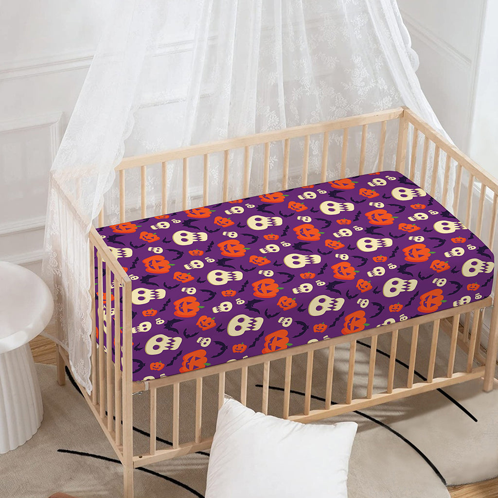 Funny Halloween Pumpkin Pattern Print Baby Crib Sheet