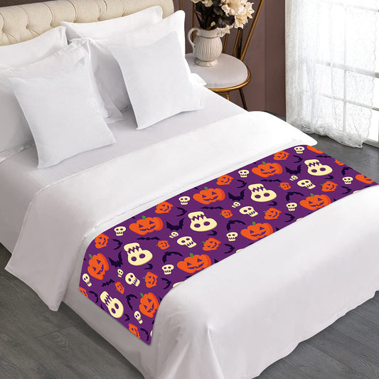 Funny Halloween Pumpkin Pattern Print Bed Runner
