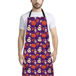 Funny Halloween Pumpkin Pattern Print Bib Apron With Pocket