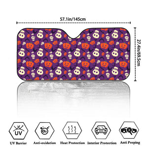 Funny Halloween Pumpkin Pattern Print Car Windshield Sun Shade