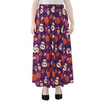 Funny Halloween Pumpkin Pattern Print Chiffon Maxi Skirt