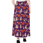 Funny Halloween Pumpkin Pattern Print Chiffon Maxi Skirt