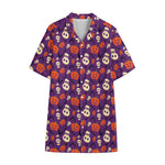 Funny Halloween Pumpkin Pattern Print Cotton Hawaiian Shirt