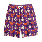 Funny Halloween Pumpkin Pattern Print Cotton Shorts