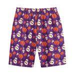 Funny Halloween Pumpkin Pattern Print Cotton Shorts