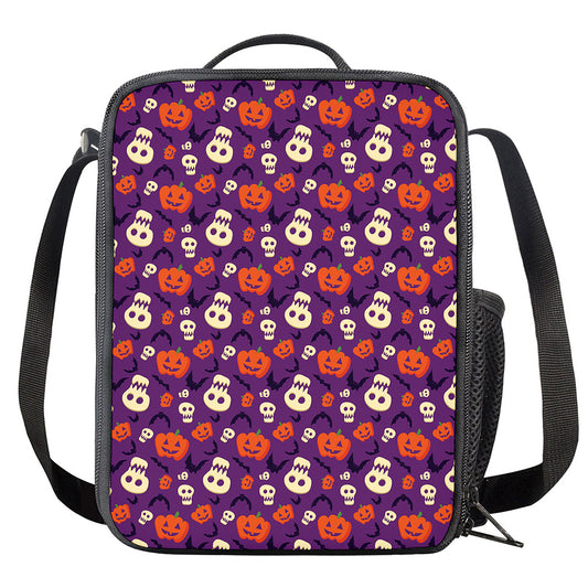 Funny Halloween Pumpkin Pattern Print Crossbody Lunch Bag